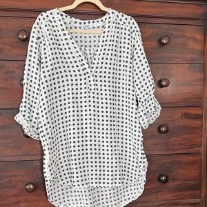 Elegant Navy and White Polka Dot Women's Tunic